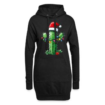 Chapeau de Noël Cactus Noël - Sweat-shirt à capuche long Femme - noir - Devant