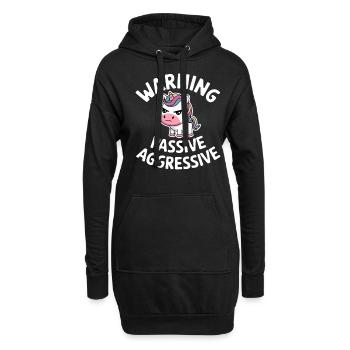 Achtung Passiv Aggressives Einhorn Cartoon - Hoodie-Kleid - Schwarz - Vorne
