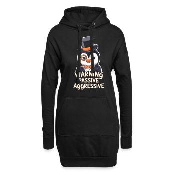Pingouin avec monocle Avertissement Passif Agressif - Sweat-shirt à capuche long Femme - noir - Devant