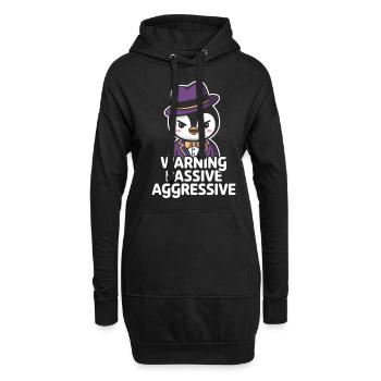 Warnung Passiv Aggressiv Pinguin Outfit Mit Hut - Hoodie-Kleid - Schwarz - Vorne