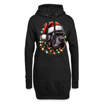 Cane Corso Hund Weihnachtsmütze Xmas - Hoodie-Kleid - Schwarz - Vorne