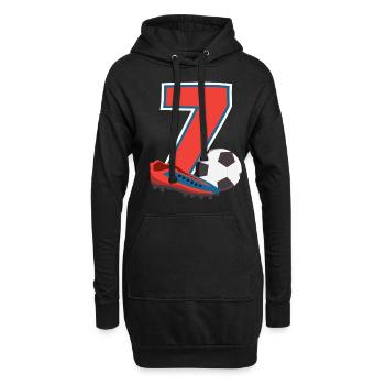 Fußball Geburtstag 7-Jährige Kindergeburtstag - Hoodie-Kleid - Schwarz - Vorne