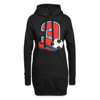 Fête d’anniversaire des enfants de football de 3 ans - Sweat-shirt à capuche long Femme - noir - Devant