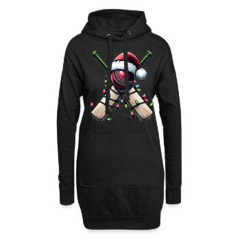 Joueur de cricket Équipe du chapeau de Père Noël - Sweat-shirt à capuche long Femme - noir - Devant