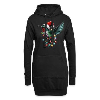 Bunte Kolibri Weihnachtsmütze Xmas - Hoodie-Kleid - Schwarz - Vorne