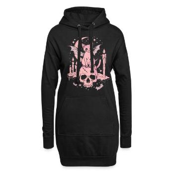 Kawaii Chat Pastel Goth Mignon Effrayant - Sweat-shirt à capuche long Femme - noir - Devant