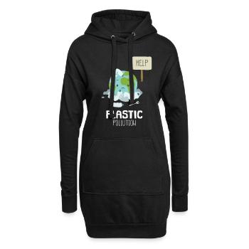 Hilfe Stop Plastikverschmutzung Umweltbewusstsein - Hoodie-Kleid - Schwarz - Vorne