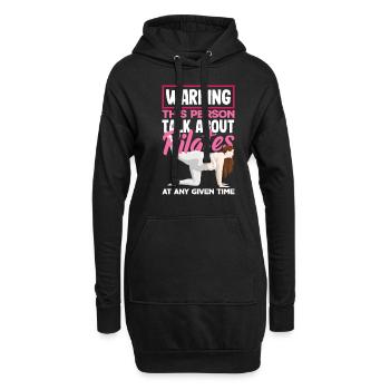 Attention : Cette personne parle de Pilates - Sweat-shirt à capuche long Femme - noir - Devant