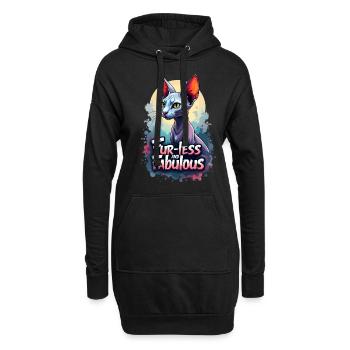 Fur-less and Fabulous - Hoodie-Kleid - Schwarz - Vorne