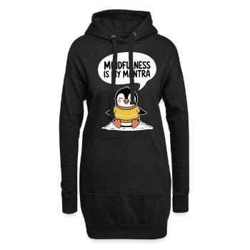 Achtsamkeit Ist Mein Mantra Fröhlicher Pinguin - Hoodie-Kleid - Schwarz - Vorne