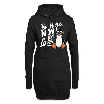 Ne soyez pas un pingouin ici plus tard - Sweat-shirt à capuche long Femme - noir - Devant