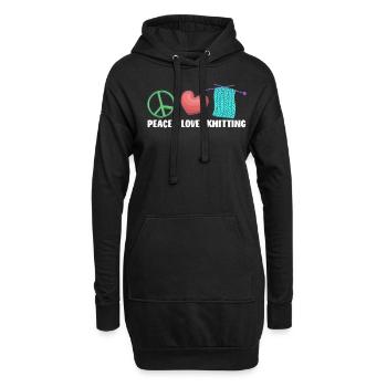 Frieden Liebe Stricken Handarbeit - Hoodie-Kleid - Schwarz - Vorne