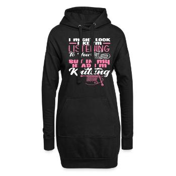 Pensées pendant le tricot - Sweat-shirt à capuche long Femme - noir - Devant
