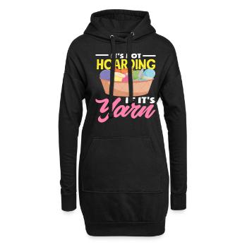 Stricken Kein Sammeln, Nur Garnliebe Farn Wolle - Hoodie-Kleid - Schwarz - Vorne