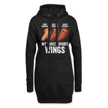 Chicken Wings Lustig Frittiert Gegrillt Gebacken - Hoodie-Kleid - Schwarz - Vorne