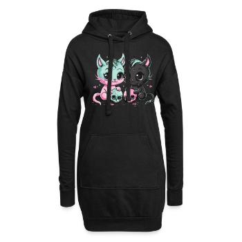 Kawaii Cat Pastel Goth Teuflisch - Hoodie-Kleid - Schwarz - Vorne