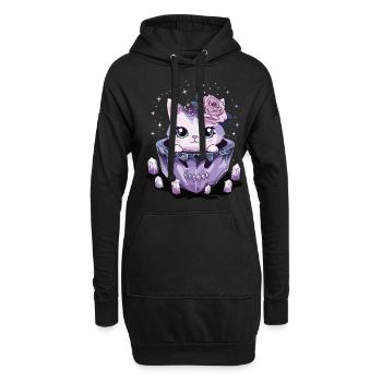 Kawaii Chat Pastel Goth Mignon Anime - Sweat-shirt à capuche long Femme - noir - Devant