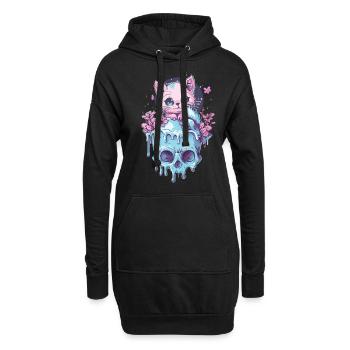 Kawaii Chat Pastel Goth Mignon Anime - Sweat-shirt à capuche long Femme - noir - Devant