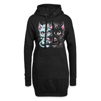 Kawaii Cat Pastel Goth Teuflisch - Hoodie-Kleid - Schwarz - Vorne