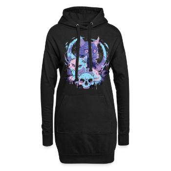 Kawaii Cat Pastel Goth Teuflisch - Hoodie-Kleid - Schwarz - Vorne