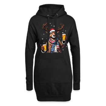 Weihnachten Bier Rudolf das Rentier lustiges Ugly - Hoodie-Kleid - Schwarz - Vorne