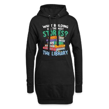 What Building Has The Most Stories The Library - Hoodie-Kleid - Schwarz - Vorne