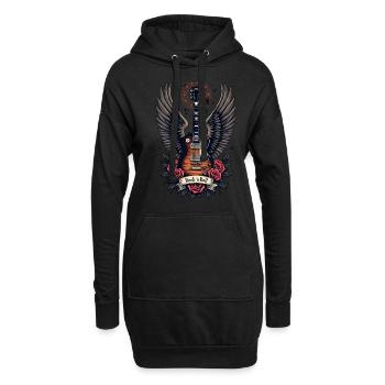 Rock and Roll Geflügelte Gitarre Kunst - Hoodie-Kleid - Schwarz - Vorne