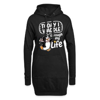 Aujourd’hui, je me dandine dans ma vie Penguin - Sweat-shirt à capuche long Femme - noir - Devant
