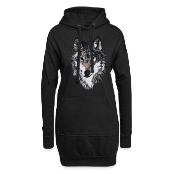 Conception graphique de visage de chien - Sweat-shirt à capuche long Femme - noir - Devant