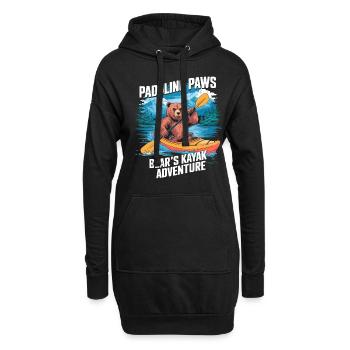 Paddling Paws Bear's Kayak Adventure - Hoodie-Kleid - Schwarz - Vorne