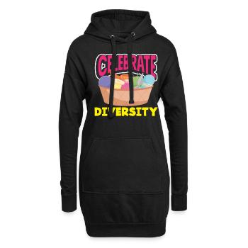 Feiere Vielfalt Stricken Kunst - Hoodie-Kleid - Schwarz - Vorne