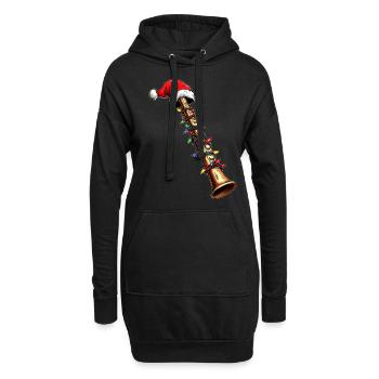 Instrument de flûte Chapeau de Noël Noël - Sweat-shirt à capuche long Femme - noir - Devant