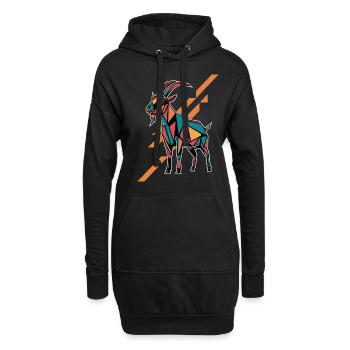 Géométrique Ferme Animal Graphique Coloré - Sweat-shirt à capuche long Femme - noir - Devant