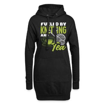 Gespannt Durch Stricken Und Tee - Hoodie-Kleid - Schwarz - Vorne