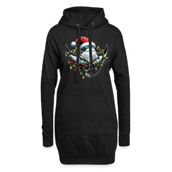 Manta Rochen Stachelrochen Weihnachtsmütze Xmas - Hoodie-Kleid - Schwarz - Vorne