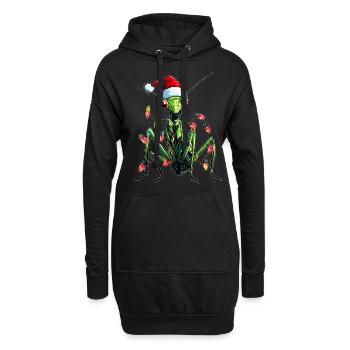 Gottesanbeterin Insekt Weihnachtsmütze Xmas - Hoodie-Kleid - Schwarz - Vorne