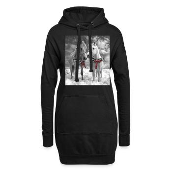 Pferde Xmas, Weihnachten , Romantik,Kunst Reiten - Hoodie-Kleid - Schwarz - Vorne