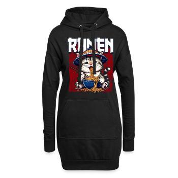Anime Manga Otaku Japon Nouilles Ramen Chat - Sweat-shirt à capuche long Femme - noir - Devant
