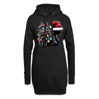 Chasseur de champignons Chasse aux champignons Chapeau de Père Noël - Sweat-shirt à capuche long Femme - noir - Devant