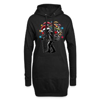 Chasseur de champignons Chasse aux champignons Chapeau de Père Noël - Sweat-shirt à capuche long Femme - noir - Devant