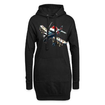 Avion RC modèle avion pilote chapeau de Noël Noël - Sweat-shirt à capuche long Femme - noir - Devant