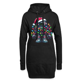 Roboter Robotertechnik Weihnachtsmütze Xmas - Hoodie-Kleid - Schwarz - Vorne