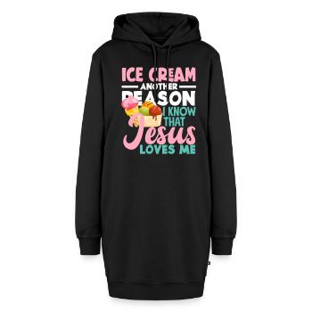 Eiscreme Liebhaber Jesus Liebe - Hoodie-Kleid - Schwarz - Vorne