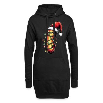 Drôle de saucisse Père Noël chapeau - Sweat-shirt à capuche long Femme - noir - Devant