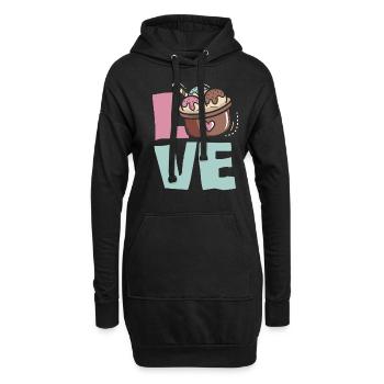 L’amour de la crème glacée pour les amateurs de crème glacée - Sweat-shirt à capuche long Femme - noir - Devant