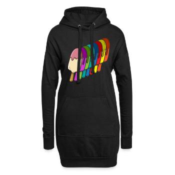 Amateur de crème glacée Arc-en-ciel - Sweat-shirt à capuche long Femme - noir - Devant