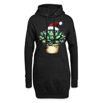 Sukkulente Weihnachtsmütze Xmas - Hoodie-Kleid - Schwarz - Vorne