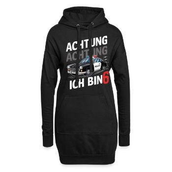Achtung Ich Bin 6 Polizei 6. Geburtstag - Hoodie-Kleid - Schwarz - Vorne