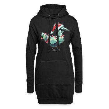 Origami Papier Kranich Japanisch Falten Technik - Hoodie-Kleid - Schwarz - Vorne