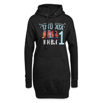 Tatütata Feuerwehr 1. Geburtstag - Hoodie-Kleid - Schwarz - Vorne